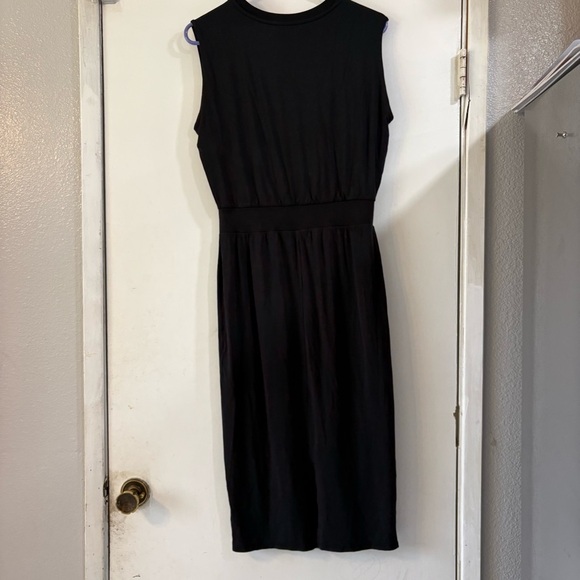 Athleta Santorini Cinch Dress Small Black Resort Wear Sleeveless Telcel Modal - Picture 4 of 9